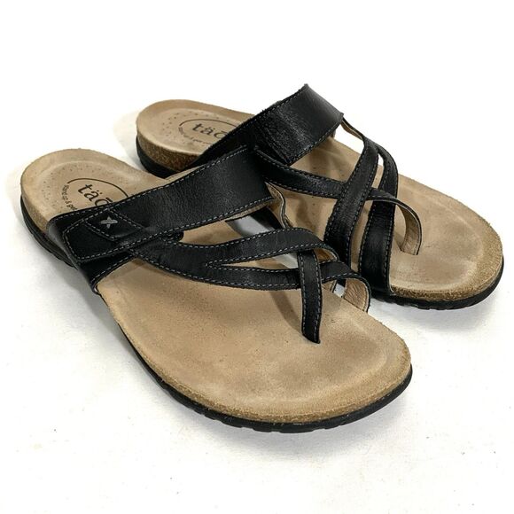 Taos Womens Black Perfect Sandals Size 8 Leather Comfort Strappy EU 39 - Picture 9 of 13